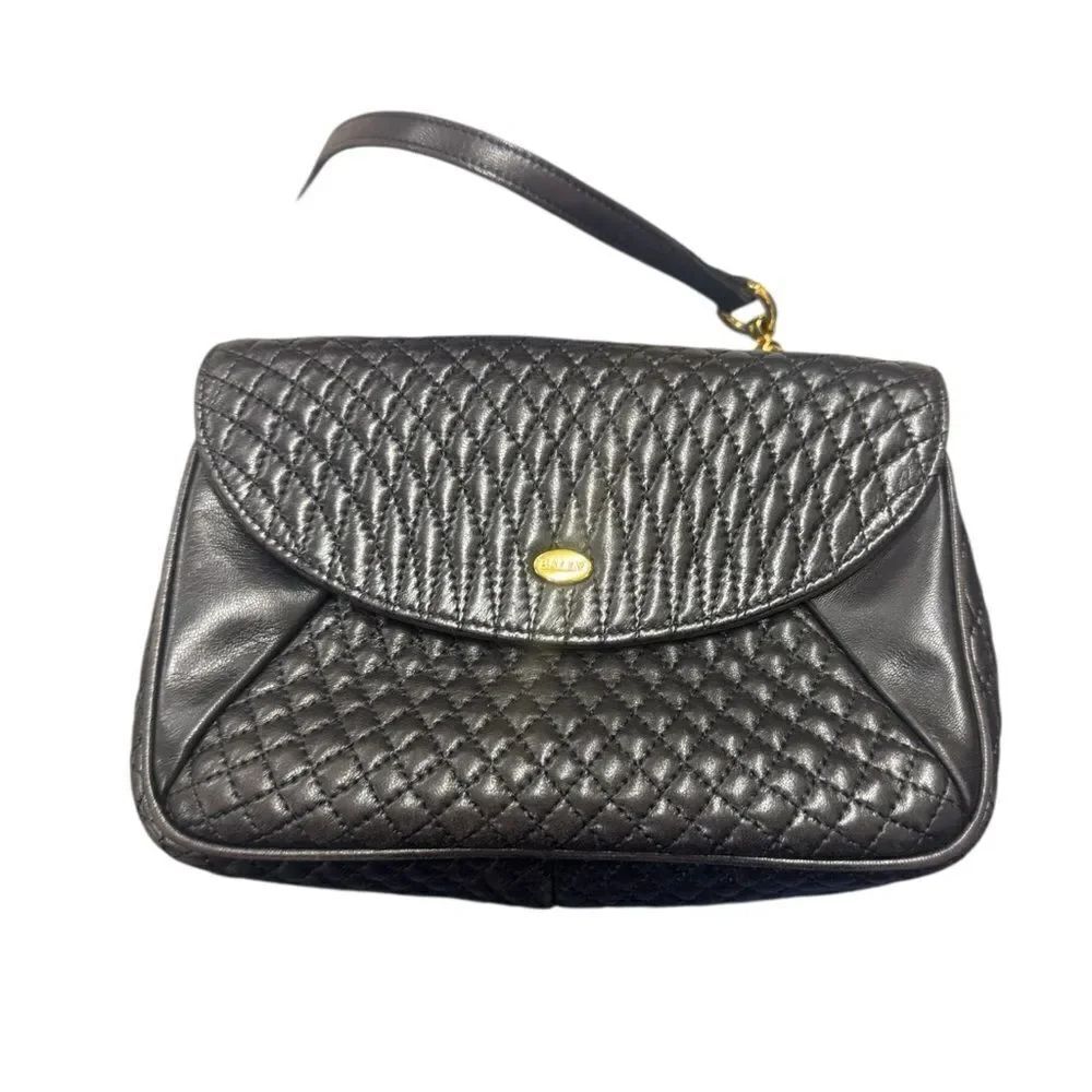 Auth Vtg Bally Small Brown Black Woven Quilted Lightweight Shoulder Bag